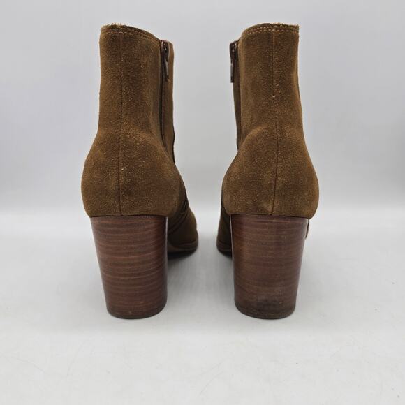 Soludos Emma Chestnut Suede Leather Heeled Ankle Boots Booties Brown Size 7.5 - Picture 3 of 8